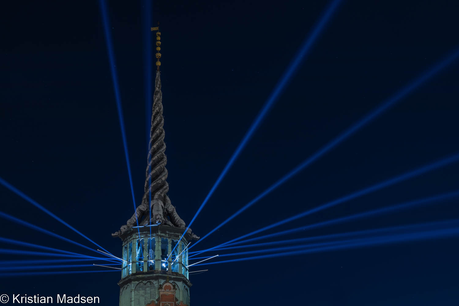 dragon spire - blue light beams